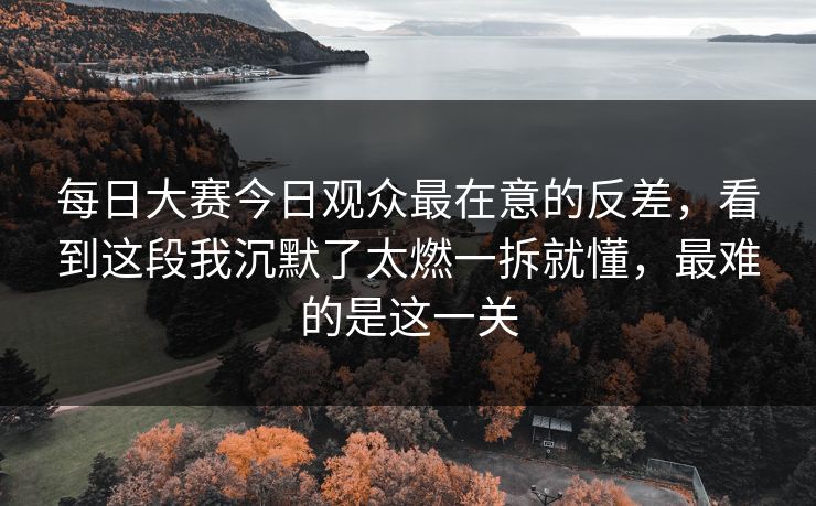 每日大赛今日观众最在意的反差，看到这段我沉默了太燃一拆就懂，最难的是这一关